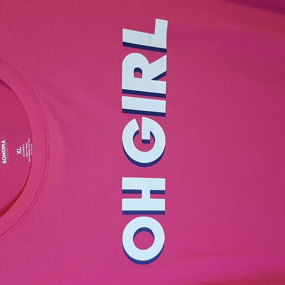 Maternity Tee Shirt Sonoma Brand Vibrant Pink With OH GIRL On Front Size XL - Picture 3 of 13